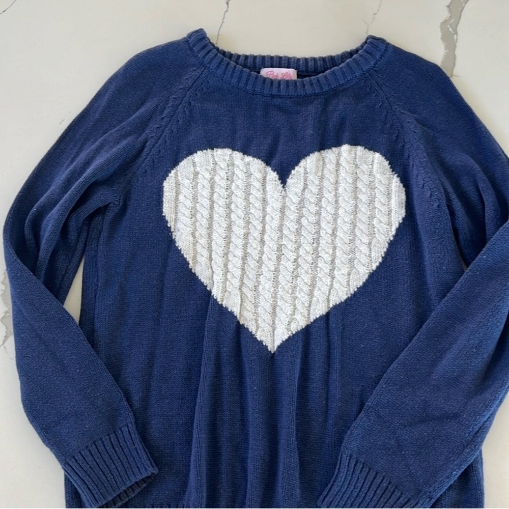 Pink Lily Navy Sweater with White Heart